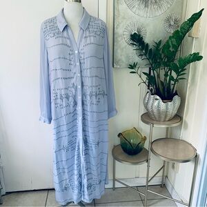 Soft Surroundings 100% rayon embroidery Maxi Shirtdress Size XL